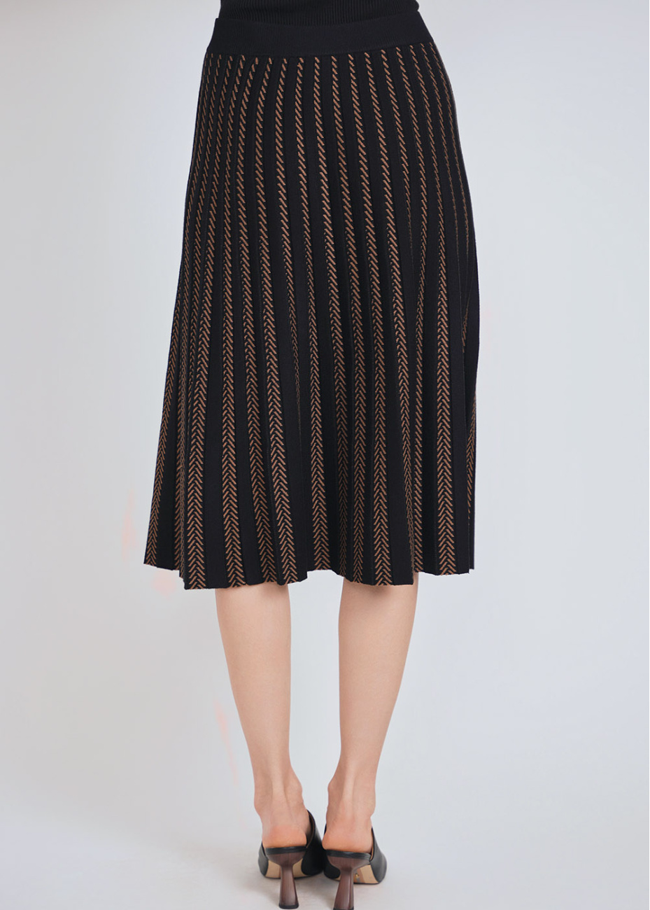 Rib Knit Midi Skirt: Subtle Camel Details | Modest Women Clothing